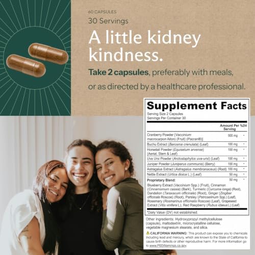 Kidney Cleanse & Detox Support with Cranberry, 60 Vegetarian Capsules | Kidney support supplement with Pacran cranberry, astragalus, uva ursi, nettle