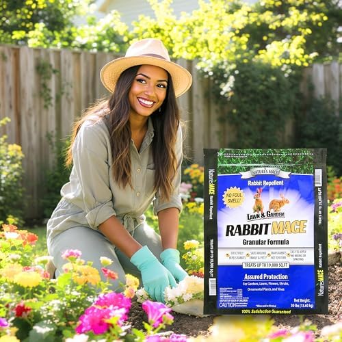 Nature's MACE Rabbit Mace Rabbit Repellent 3 lb Granules | Gardens, Lawns, Farms & Landscapes, Treats 1,350 sq ft, Granular Deterrent, All-Season Use, Safe for Pets, Children, Plants.