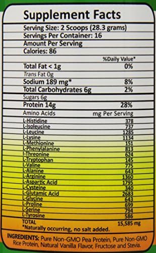 Pure Non-GMO Pea Rice Protein, Vanilla, 16 Ounce