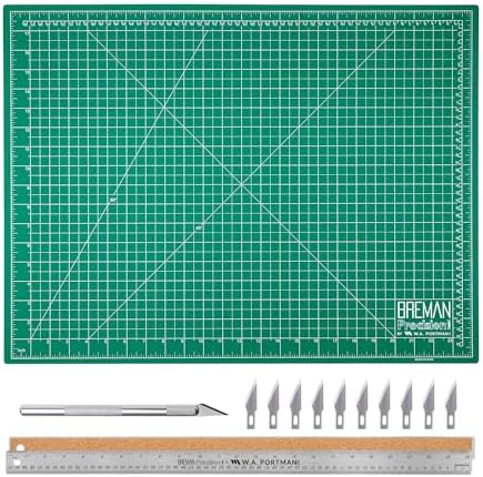WA Portman Self-Healing Cutting Mat, Crafting Knife, 36'' Metal Ruler Set | This set includes 24x36 Inch Sewing Cutting Mat, 10pc #11 Blades, Exacto Knife Set, & 36 Inch Cork Backed Metal Ruler Set