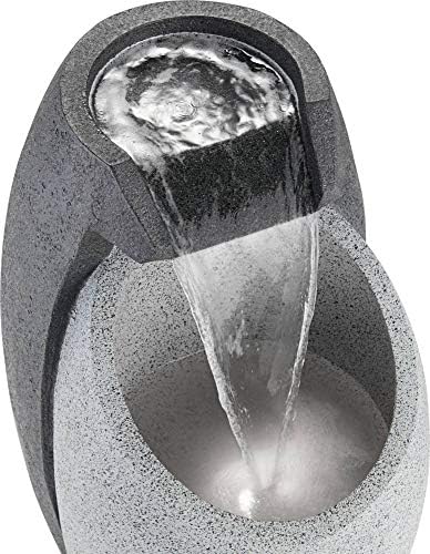 Waterfall 25" High Modern Outdoor Indoor Large Fountain with LED Light | Decor Faux Stone Floor Pot Standing Water Feature for Outside Garden Patio