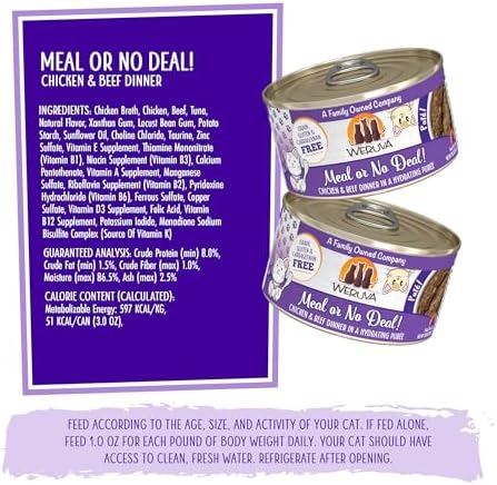 Weruva Classic Cat Paté, Meal or No Deal! with Chicken & Beef, 3oz Can (Pack of 12)