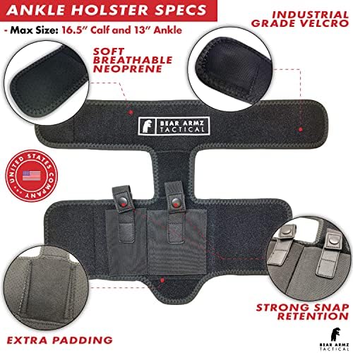 Ankle Holster for Concealed Carry | American Company | Comfortable & Secure | Compatible with Glock 43, 42, 30, 27, 26 S&W M&P Shield 9mm, Bodyguard .380, Ruger LCP, LC9, Sig Sauer P365 P238, Kimber