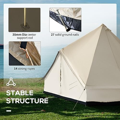 Outsunny 10-Person Yurt Tent with Spacious Interior 16' x 16' x 10' | Glamping Bell Tent, Breathable Waterproof Design, for Family Outdoor Camping
