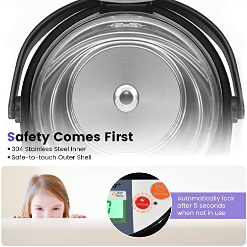 COSTWAY Instant Electric Hot Water Boiler and Warmer | 5-Liter LCD Water Pot with 5 Stage Temperature Settings, Safety Lock to Prevent Spillage