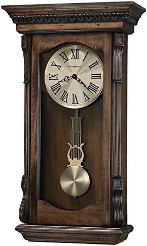 Howard Miller Agatha Wall Clock – Wooden Pendulum Clock with Triple-Chime Quartz Movement, Battery Operated, Acanthus Molding Detail