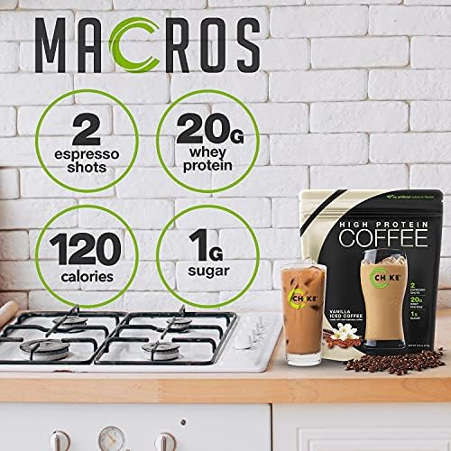 CHIKE Vanilla High Protein Iced Coffee, 20 G Protein, 2 Shots Espresso, 1 G Sugar, Keto Friendly and Gluten Free, 12 Single Serve Packets