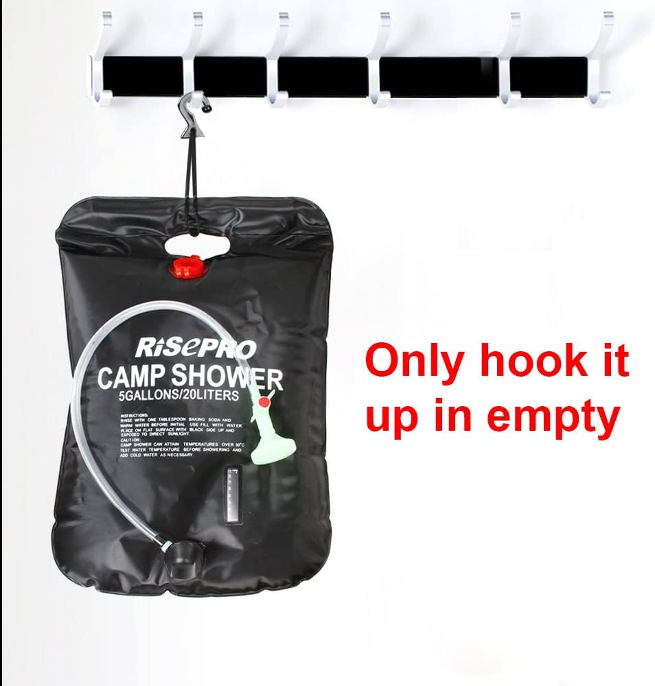Solar Shower Bag, 5 gallons/20L Solar Heating Camping Shower Bag Temperature Indicator Hot Water 45°C Hiking Climbing C1004