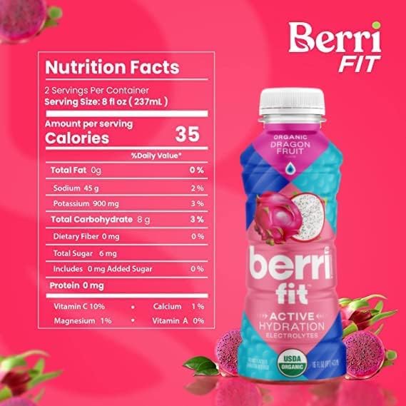 Berri Fit Hydration, 4ct, Organic Dragon Fruit Flavor Natural Sports Drink