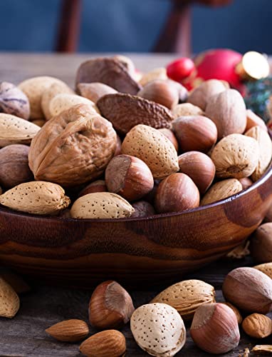 Anna and Sarah Premium Mixed Nuts in Shell, 4 Pound Bag, California Jumbo Chandler Walnuts, Georgia Extra Large Pecans, California Almonds