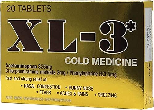 XL-3 Cold and Flu, Temporary Relieves Nasal Congestion, Fever, Aches and Pains, Non-Drowsy, 2-Pack of 20 Tablets Each