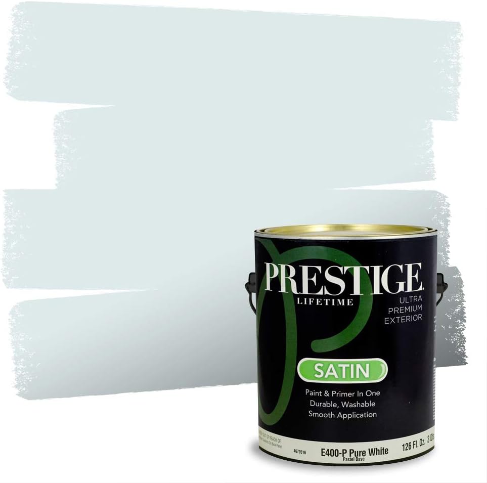 Prestige Paints E400-P-SW6506 Exterior Paint and Primer in One, 1-Gallon, Satin, Comparable Match of Sherwin Williams Vast, 1 Gallon, SW45-Vast Sky