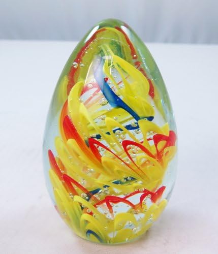 M Design Art Rainbow Spiral Striped Glass Art Paperweight PW-649