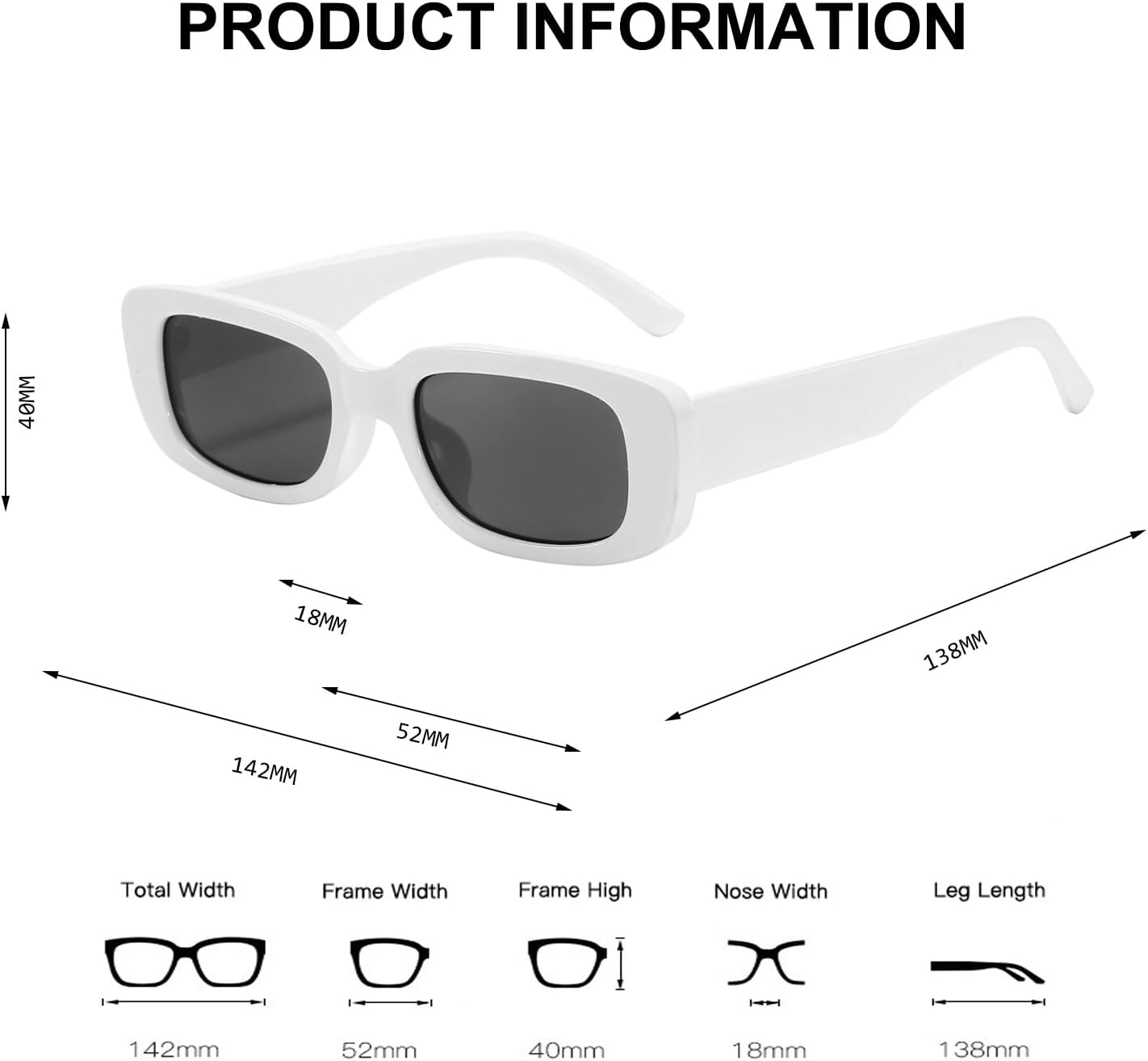 BUTABY Rectangle Sunglasses for Women Retro Driving Glasses 90’s Vintage Fashion Narrow Square Frame UV400 Protection
