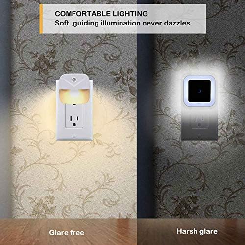 Uigos LED Night Light Plug in with Dusk to Dawn Sensor, Auto On Off Nightlight for Bedroom Bathroom Hallway Stairs Kitchen, Warm White Glow