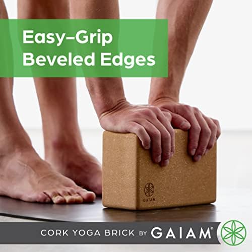 Gaiam Natural Cork Yoga Block, Non-Slip Brick for Pilates & Balance | 100% natural cork with non-slip grip & rounded edges. Eco-friendly foam alternative for yoga, Pilates, balance & meditation.