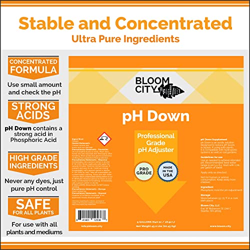 Bloom City pH Down – Liquid pH Adjuster, 32 oz | Supports Nutrient Uptake, For Soil or Hydro Grows, Compatible with all Nutrient Programs, Ideal for Indoor & Outdoor Gardens