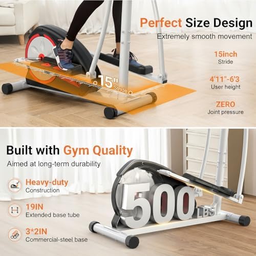 ANCHEER Elliptical Exercise Machine, Elliptical Trainer for Home Gym, Exercise Equipment 500Lbs Max Weight, Ultra-Silent Elliptical Machine