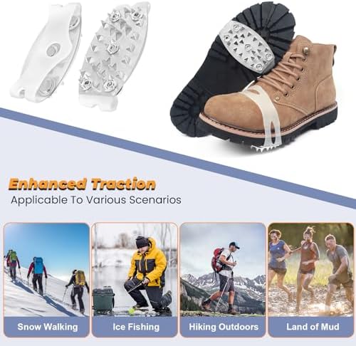 25-Spike Traction Cleats with Enhanced Grip | Anti-Slip Ice Cleats for Snow and Ice | Discreet Design | Easy On-Off Crampons