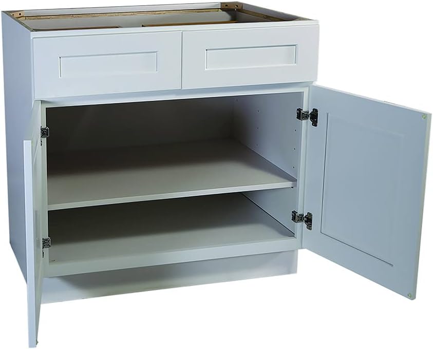 Brookings Shaker Unassembled Base Kitchen Cabinet B18, 18 W x 24 D x 34.5 H, Painted White with Sherwin Williams®, Solid Wood – Design House, 561340 | Adjustable Shelves, Adjustable Hinges, Floor Mount, Contemporary/Modern, Wood, Kitchen, 561340