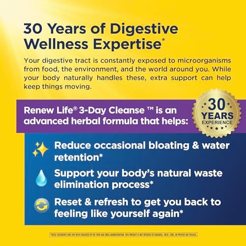 Renew Life 3 Day Cleanse | Total Body Reset | With Milk Thistle & Turmeric for Liver Health | Advanced Herbal Formula | Dairy, Soy