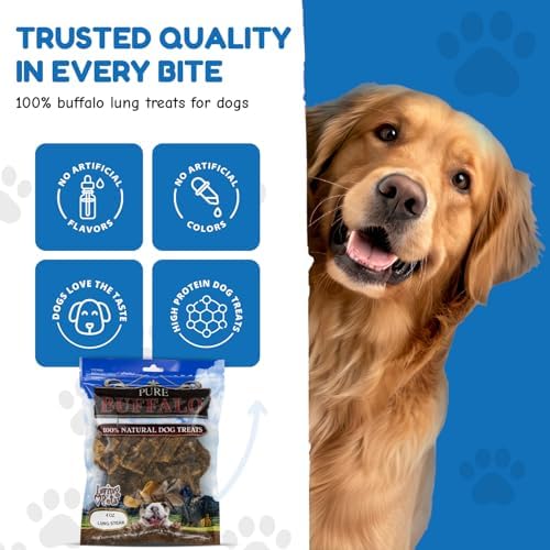 Loving Pets Pure Buffalo Lung Steaks – Natural Single Ingredient Buffalo Dog Treats – High Protein Chewy Dog Snacks for Everyday Reward – Grain Free, Long-Lasting Treats for Small, Medium & Large Dogs