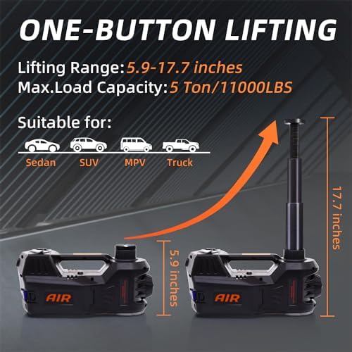 STANDTALL Electric Car Jack 5 Ton 12V Hydraulic Jack, Built-in Inflator