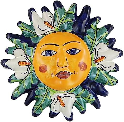 COLOR Y TRADICIÓN Mexican Talavera Ceramic Sun Face Wall Decor Hanging Pottery Folk Art # 02
