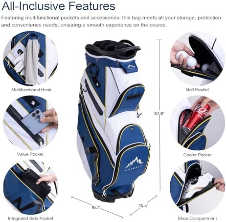 14-Way Golf Cart Bag with Organizer Divider | Full-Length Dividers, Rain Cover Included, Easy-Carry Handles, Club Organization, Cart Compatible
