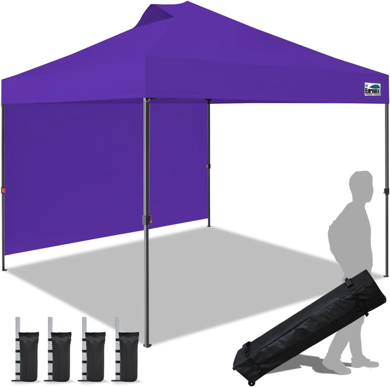 Eurmax USA 10x10 Pop Up Canopy Tent,Commercial Tent with Patented No-Tip Rolling Bag,4 Zippered Removable Walls,UV & Water Resistant Canopy Top,Heavy Duty Outdoor Gazebo,Instant Shelter(White)