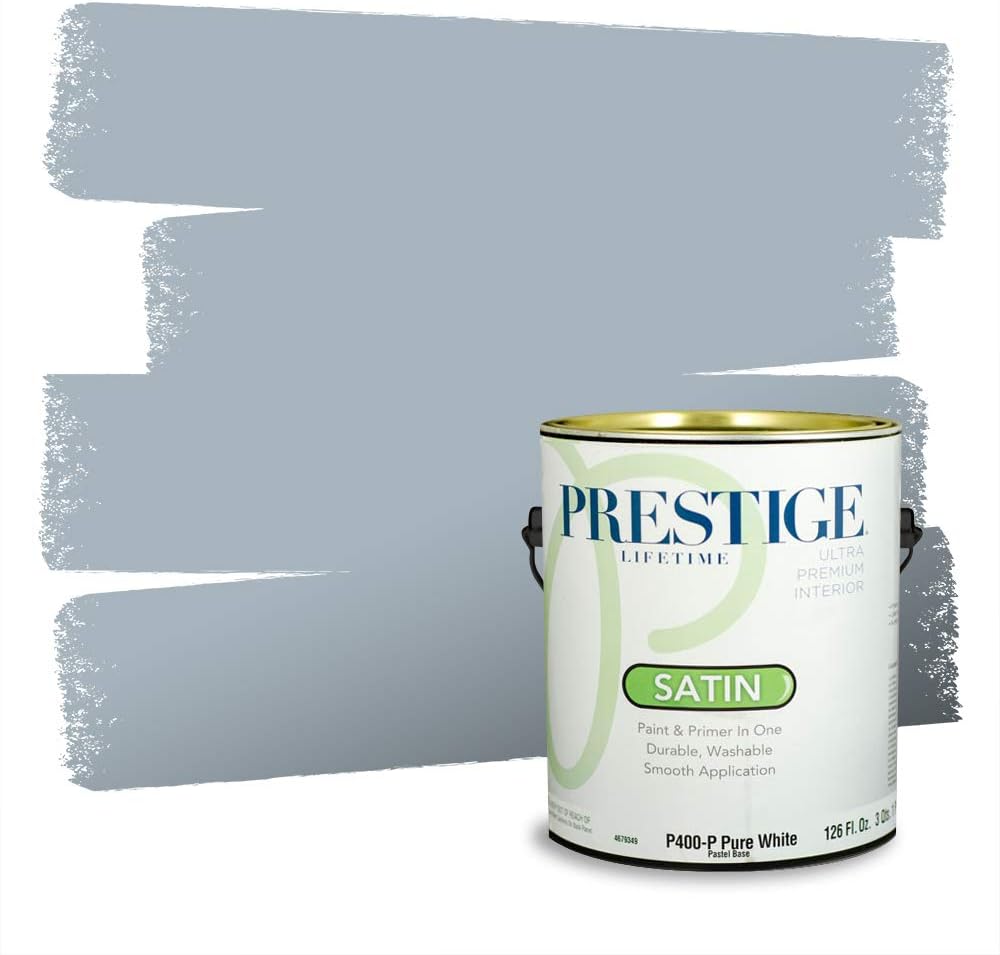 PRESTIGE Paints Exterior Paint and Primer In One, 1-Gallon, Semi-Gloss, Comparable Match of Behr* Intercoastal Gray*