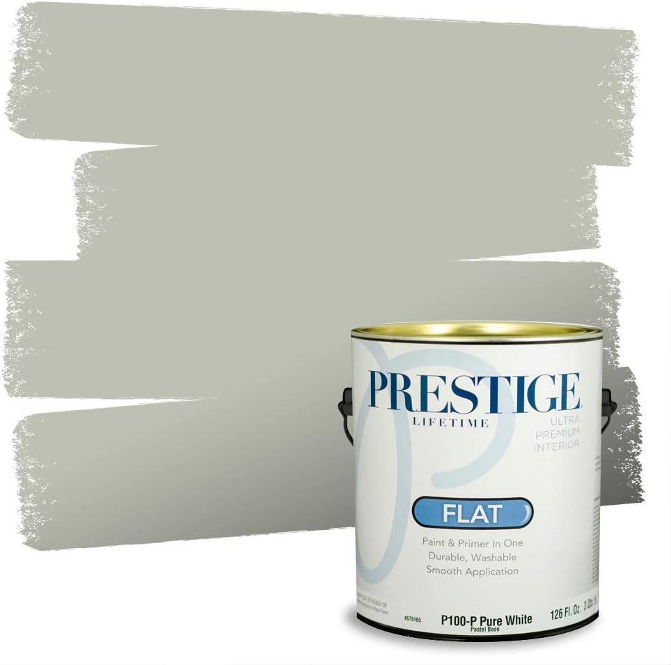 PRESTIGE Paints Exterior Paint and Primer In One, 1-Gallon, Flat, Comparable Match of Sherwin Williams* Coastal Plain*