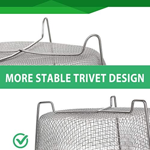 AOZITA Steamer Basket for Instant Pot Accessories 6 qt or 8 quart - 2 Tier Stackable 18/8 Stainless Steel Mesh - Silicone Handle - Vegetable Steamer