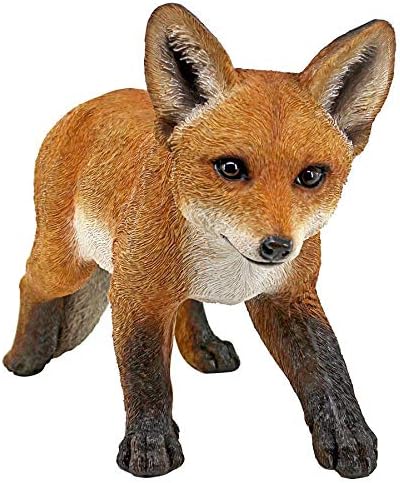 Design Toscano Simon The Woodland Fox Indoor/Outdoor Garden Statue for Patio, Pool or Lawn, 18 Inch Tall, Cast Stone Resin, Red Orange Paint