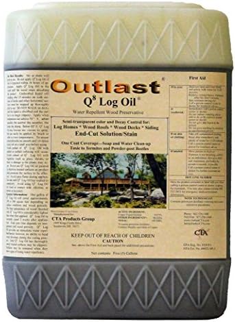 Outlast - Q8 Log Oil Wood Preservative for Decks, Log Homes, End Cuts, & More - Natural - 5 Gallon