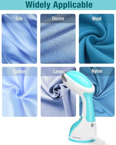 BEAUTURAL Steamer for Clothes, Handheld Garment Fabric Wrinkle Remover | 30-Second Fast Heat-up, Ceramic Heating Plate, Auto Shutoff