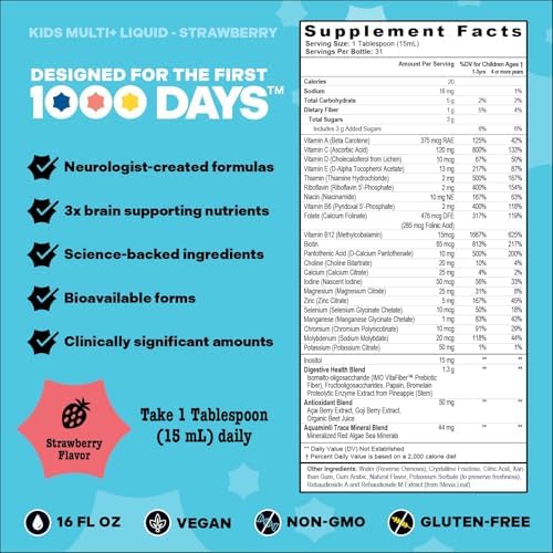 Mama Bird - Award-Winning Kids Multi+ Liquid Vitamins (31 Servings) Tropical - Active Methylated Vitamins, Kids Multivitamin - Organic Superfoods, Enzymes - Vegan, Gluten Free, Non GMO - 16 fl oz