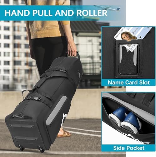 Himal Outdoors Soft-Sided Golf Travel Bag with Wheels, 600D Oxford Fabric | Water-Resistant 600D Oxford, Soft-Sided Design, Rolling Wheels, Excellent Zipper, Universal Fit, Airline Travel