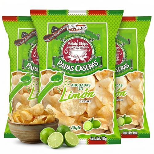 WINNUTS Jalapeño Chips Kettle Cooked (3 Pack, 5.6 oz Each) | Authentic Mexican Style Spicy Potatoes Chips | Homestyle "Papa Casera" for Parties