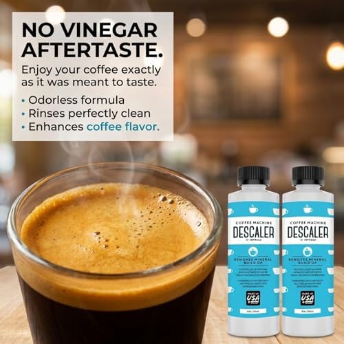 IMPRESA Coffee Machine Descaler (2 Uses Per Bottle) - Made in the USA - Universal Descaling Solution, Compatible with Nespresso, Delonghi and All Single Use Coffee and Espresso Machines