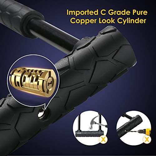 Bike Lock Heavy Duty Anti Theft, Long Shackle Bike U Lock with Keys, 4FT Security Cable and Mounting Bracket for Bicycle, Ebike, Scooter