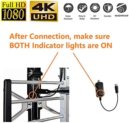 Digital HDTV Outdoor Amplified Antenna - 150 Miles Range - Mounting Pole & 40 feet RG6 Coaxial Cable Included - Optimized Performance in UHF & VHF