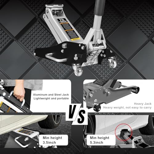 Torin TAM815016L Hydraulic Low Profile Aluminum and Steel Racing Floor Jack with Dual Piston Quick Lift Pump, 1.5 Ton (3,000 lb) Capacity, Black