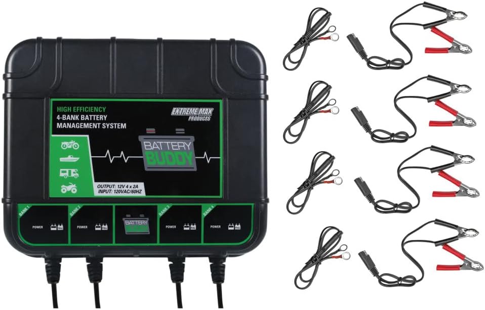 Extreme Max 1229.4023 Battery Buddy 4-Bank Battery Charger/Maintainer