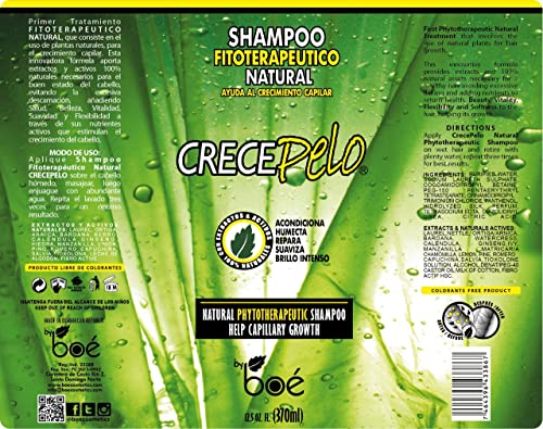 Crece Pelo Natural Hair Growth Duo – Phytotherapeutic Shampoo & Rinse Combo Set – Boosts Growth