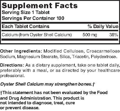 Nature's Blend Oyster Shell Calcium 500 mg 100 Tabs (1683)