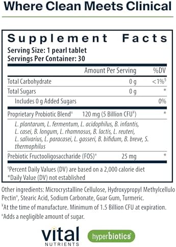 Hyperbiotics Vital Nutrients Pro-15 Prebiotics and Probiotics for Women and Men | 15 Science Backed Strains | Supports Occasional Constipation, Diarrhea, Gas & Bloating | 60 Vegan Time Release Pearls
