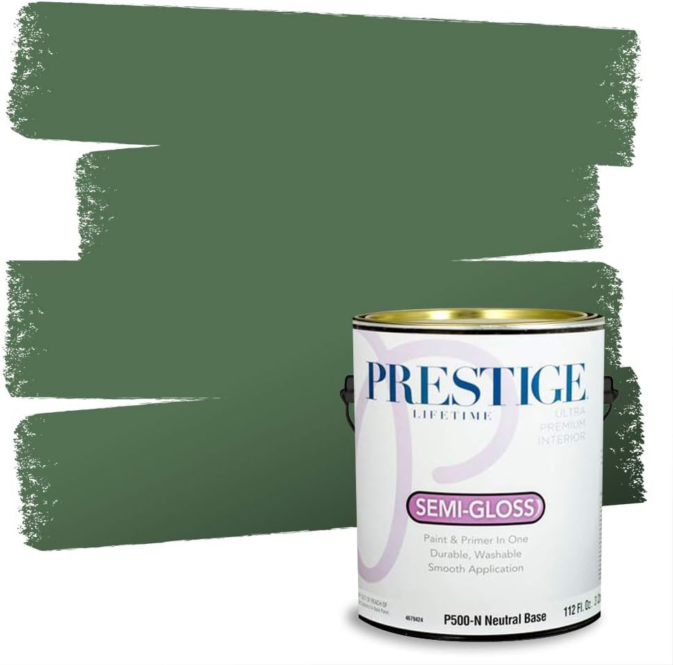 PRESTIGE Paints Exterior Paint and Primer In One, 1-Gallon, Semi-Gloss, Comparable Match of Sherwin Williams* Shamrock*