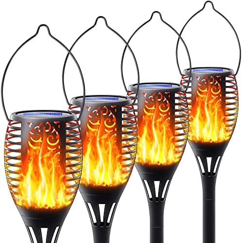 Flickering Flame Solar Torch Lights Outdoor, 3in1 Solar Lantern