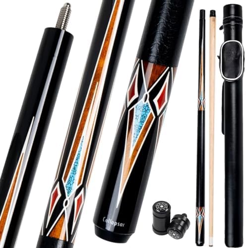 Collapsar CA Pool Stick with 1X1 Hard Case 58" Billiard Cue Stick | Canadian Maple Shaft with 13mm Cue Tip,19-21 oz Professional Pool Cue Set